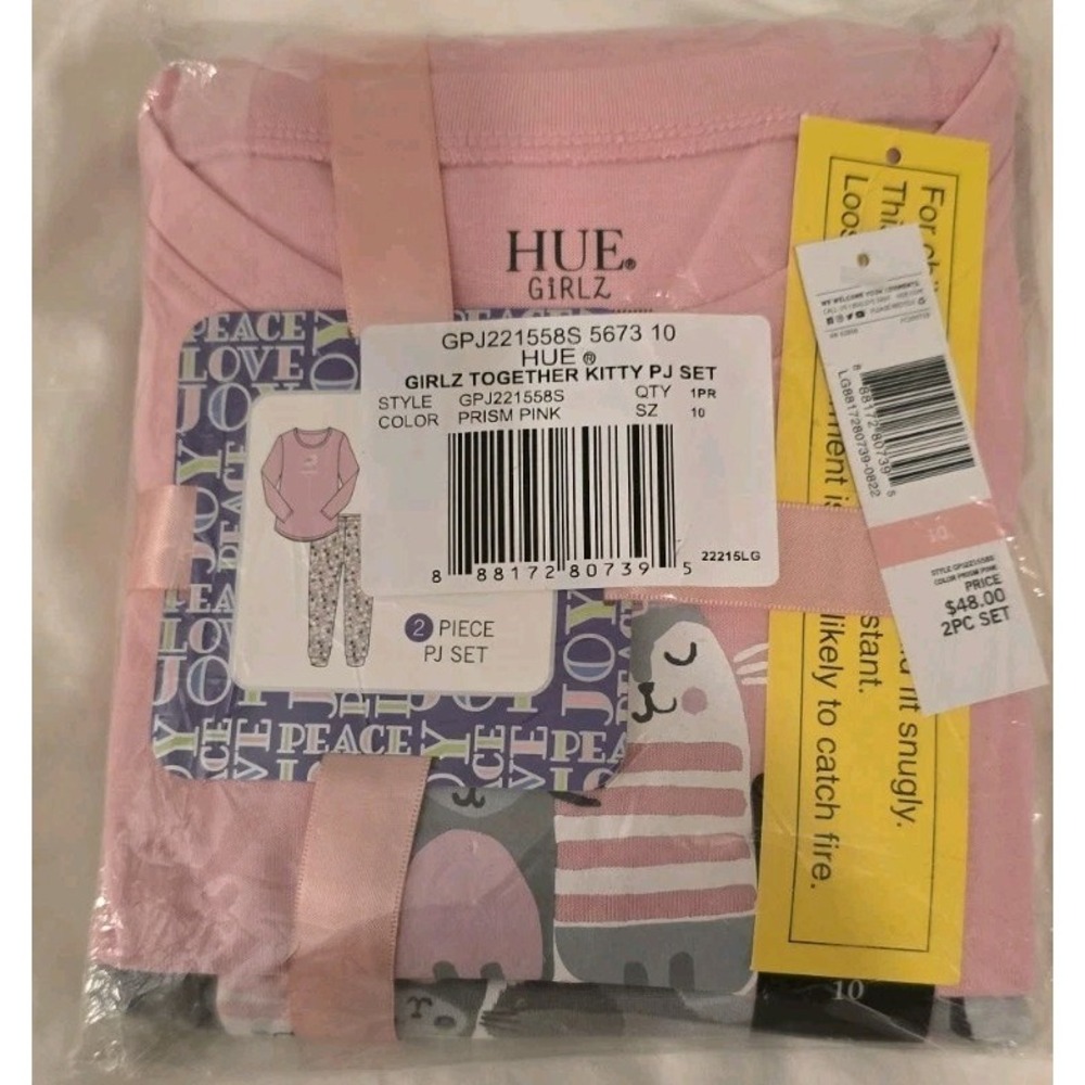 Hue Girls Sized 10 Kitten Print Pajama Pant Set New